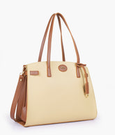 Off-white with brown robinson satchel bag