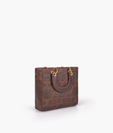 Dark brown quilted mini tote bag