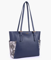 Blue double pocket tote