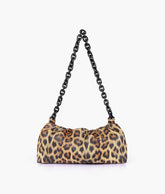 Beige leopard print cloud bag