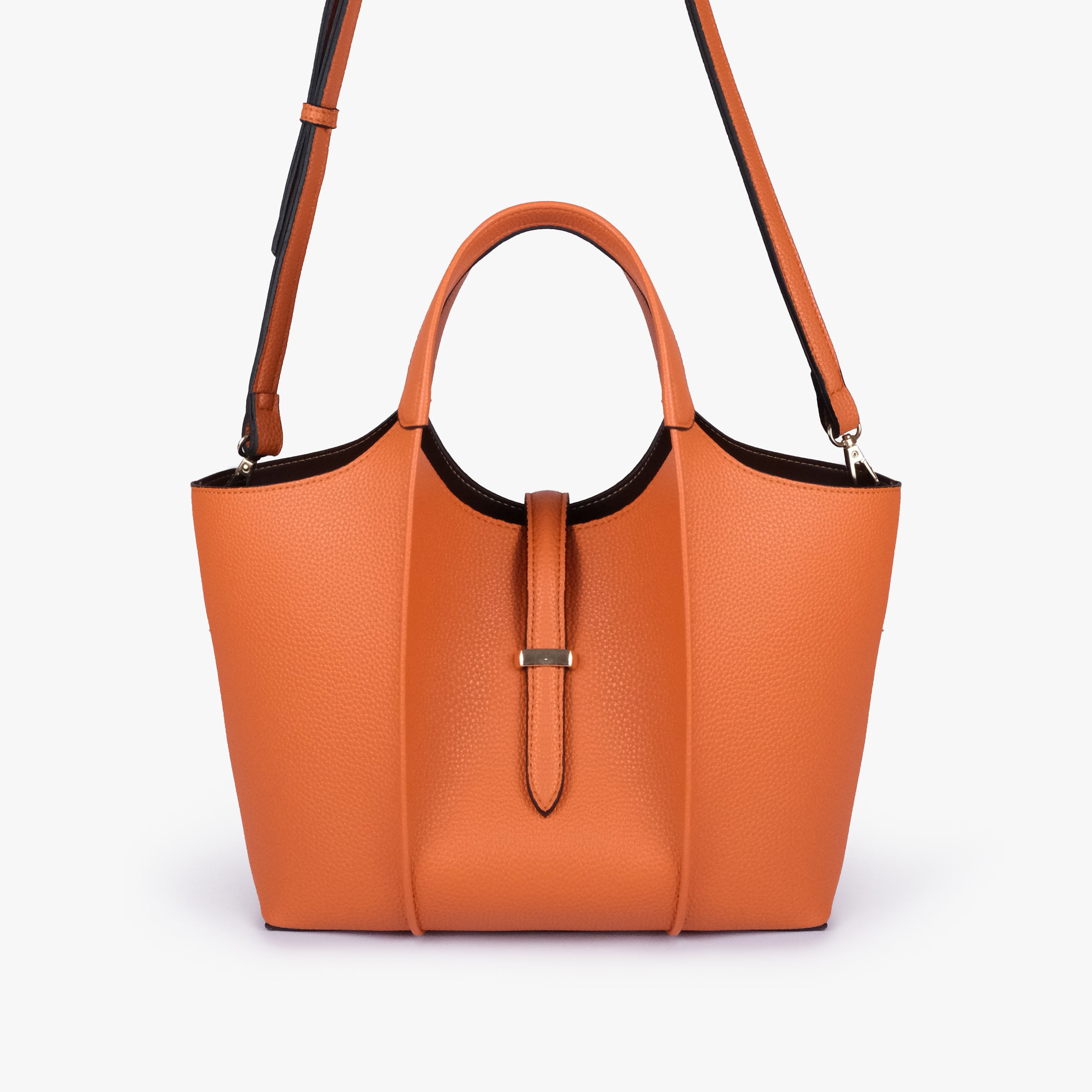 Orange scoop mini tote bag with detachable shoulder strap