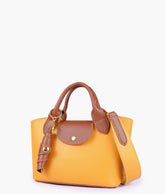 Mustard mini top-handle tote bag