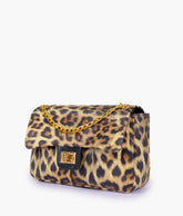 Beige printed mini bag with chain