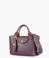 Dark brown mini top-handle tote bag
