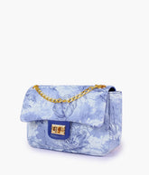 Blue printed mini bag with chain