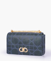 Navy blue quilted chain purse