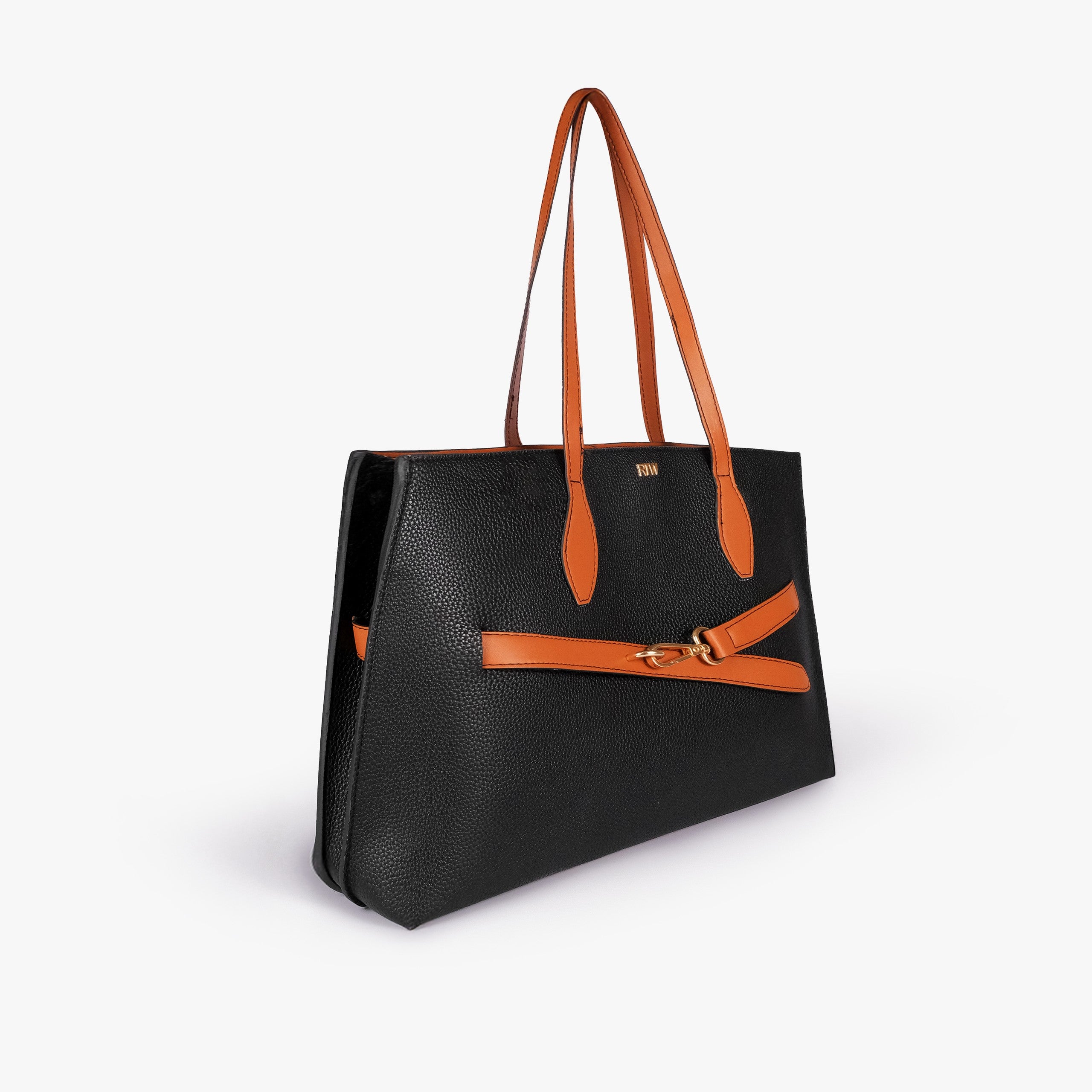 Accent Bag／Hypalon black × orange Black Two-Tone Tote Bag with Orange Accents | RTW Creation