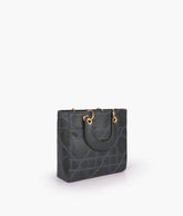 Navy blue quilted mini tote bag