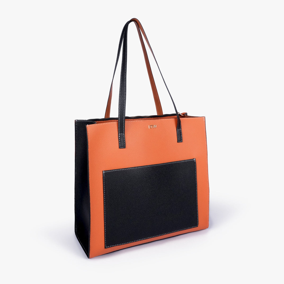 Ember color blocking tote in three-quarter view
