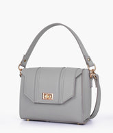 Grey compact top-handle cross-body bag