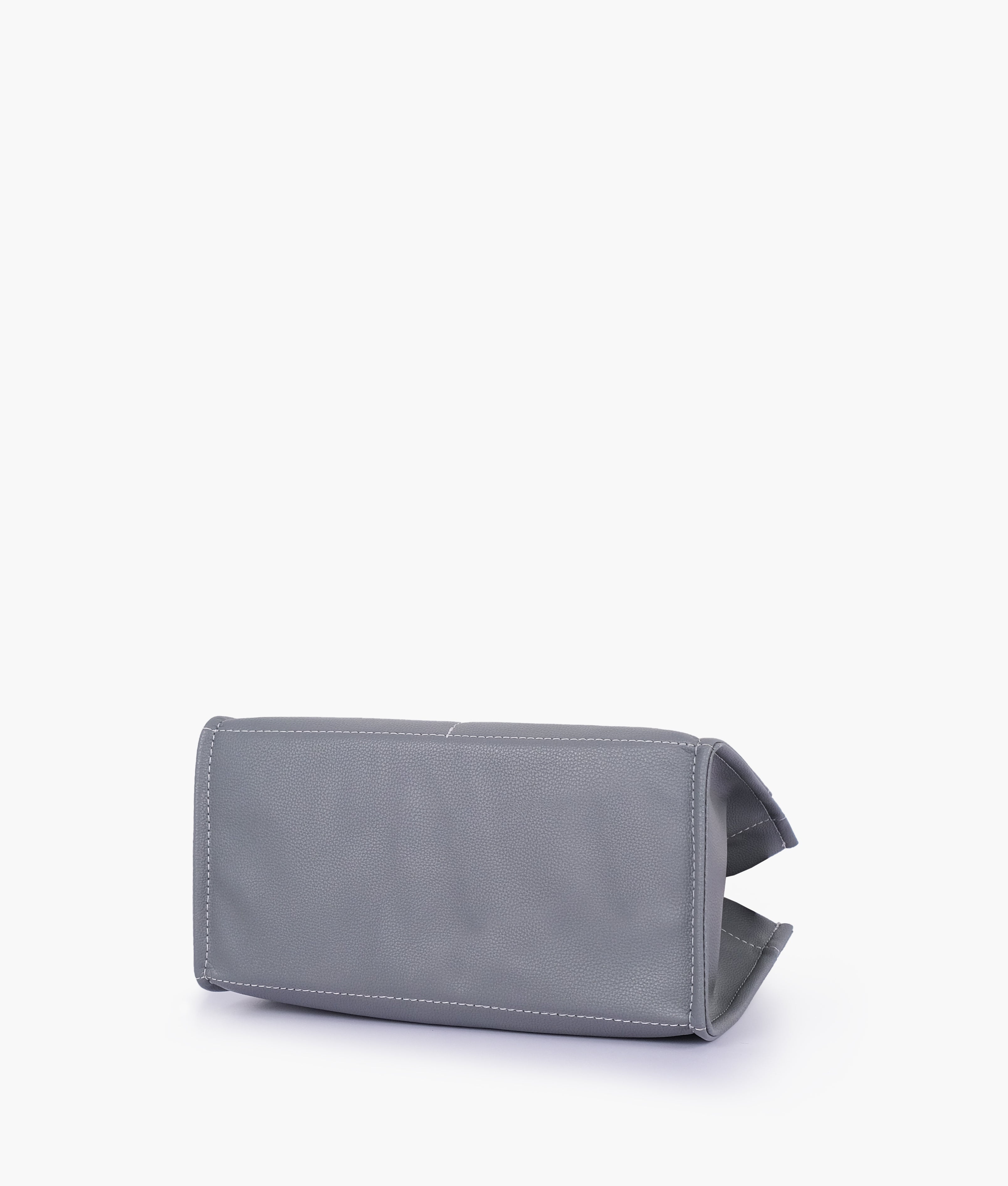 Grey dual-pocket mini tote bag