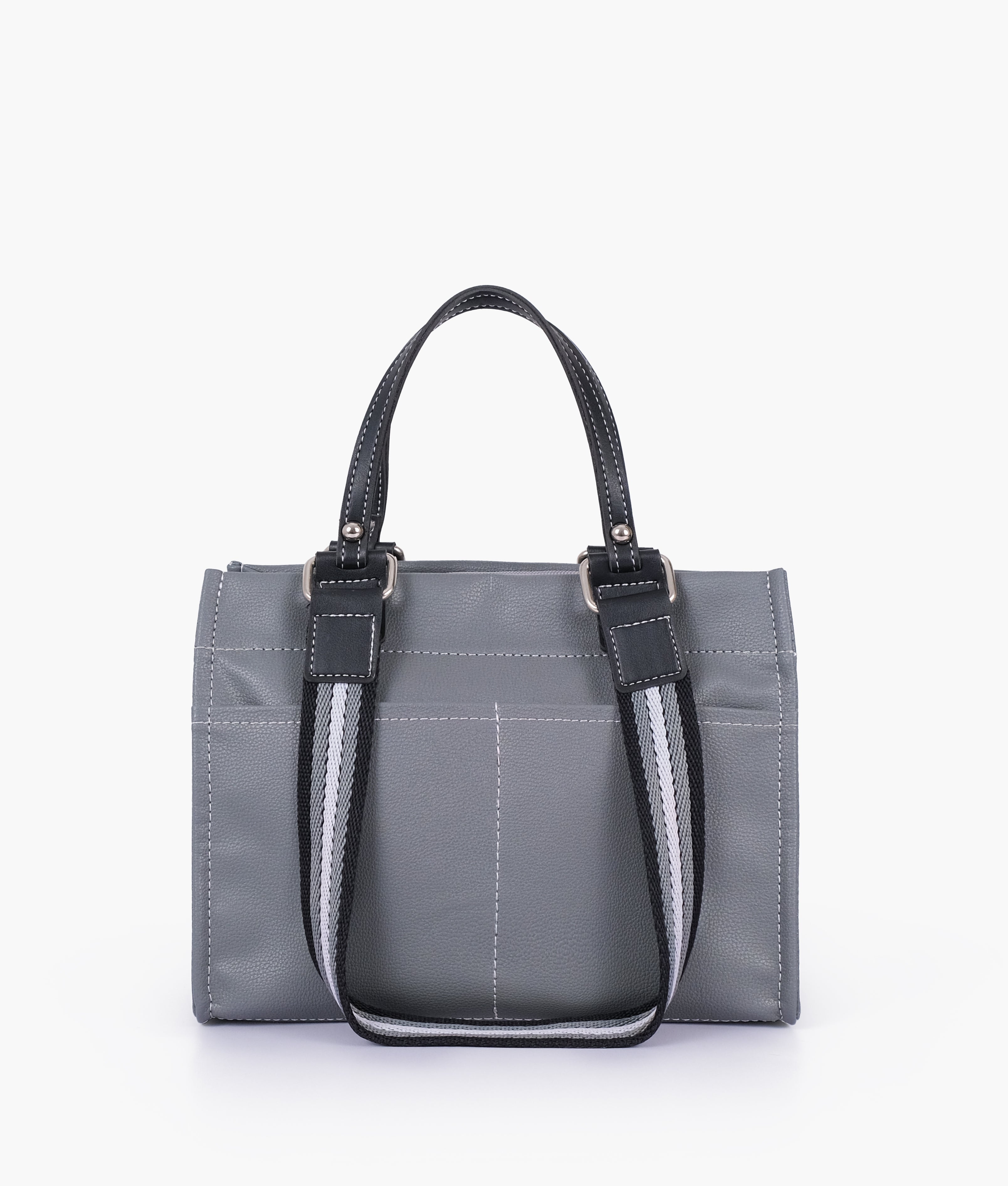 Grey dual-pocket mini tote bag