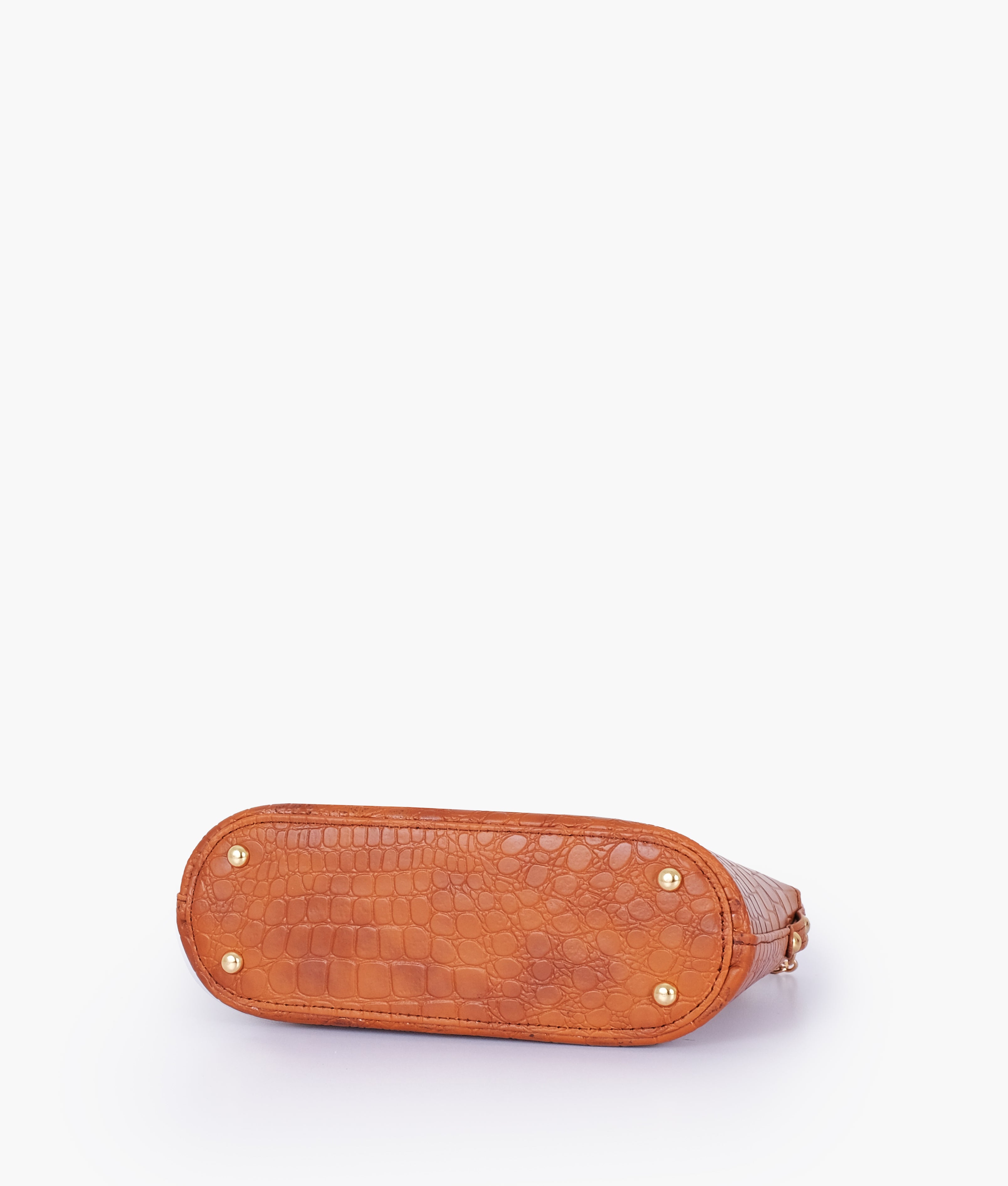 Brown crocodile with chain strap cross-body bag