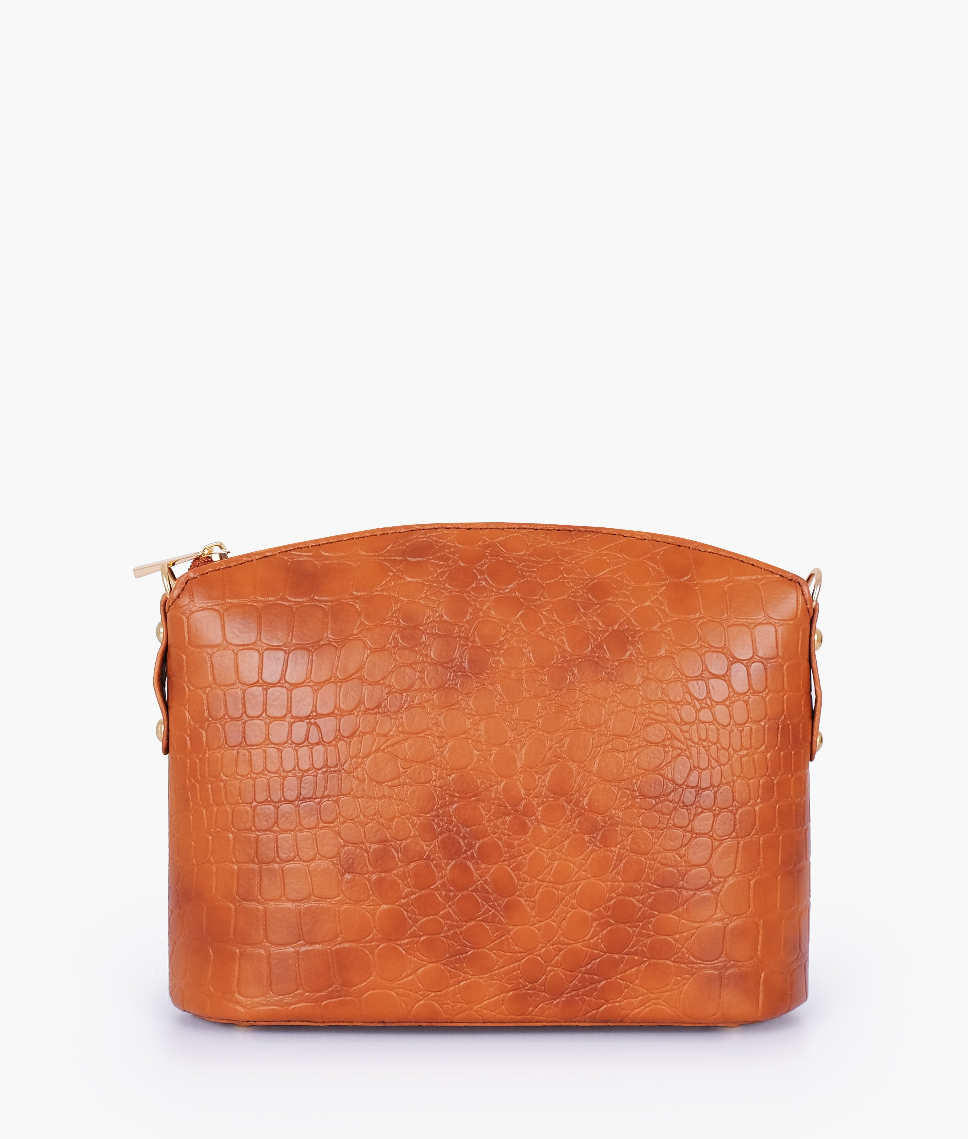 Brown crocodile with chain strap cross-body bag