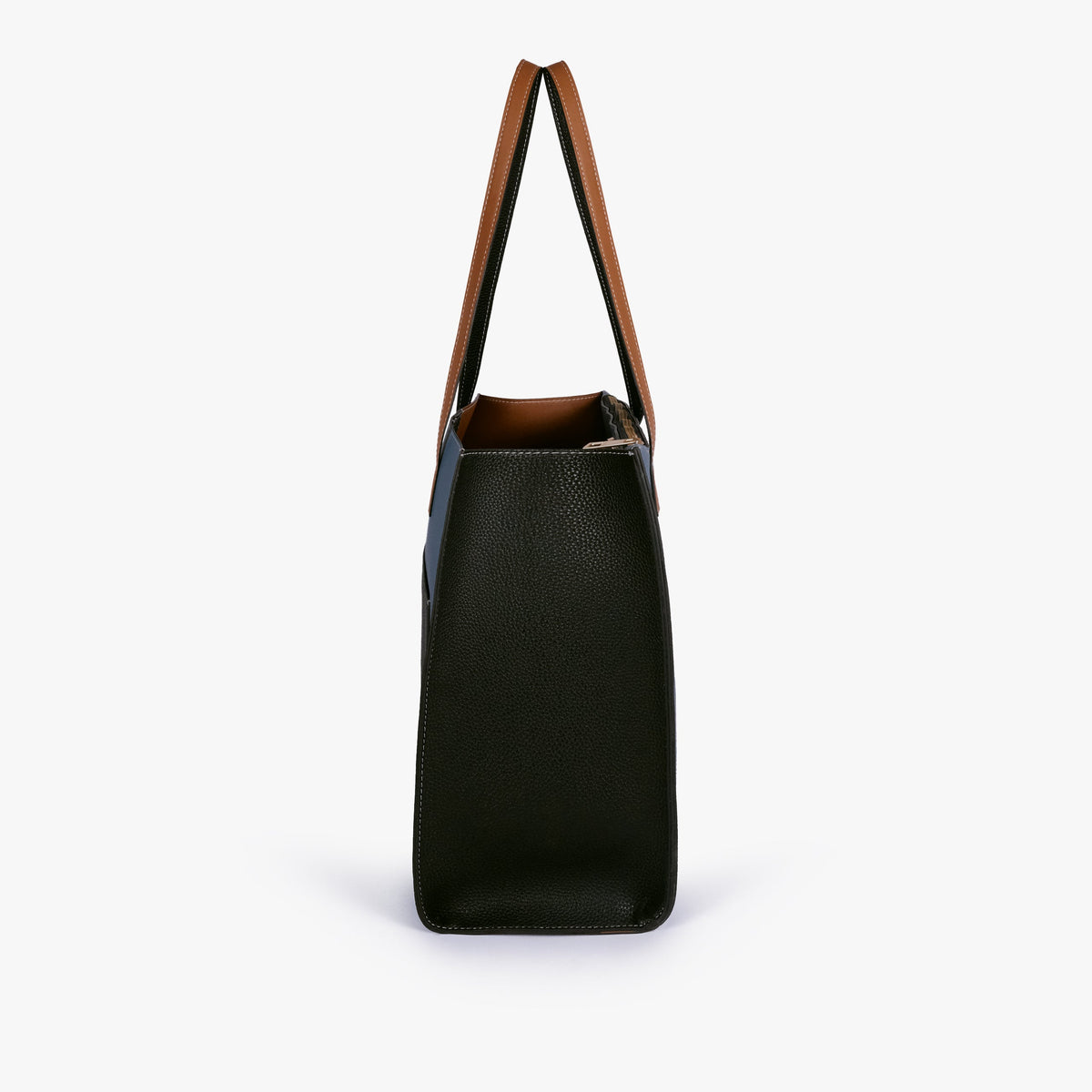 Side profile of Indigo color blocking tote
