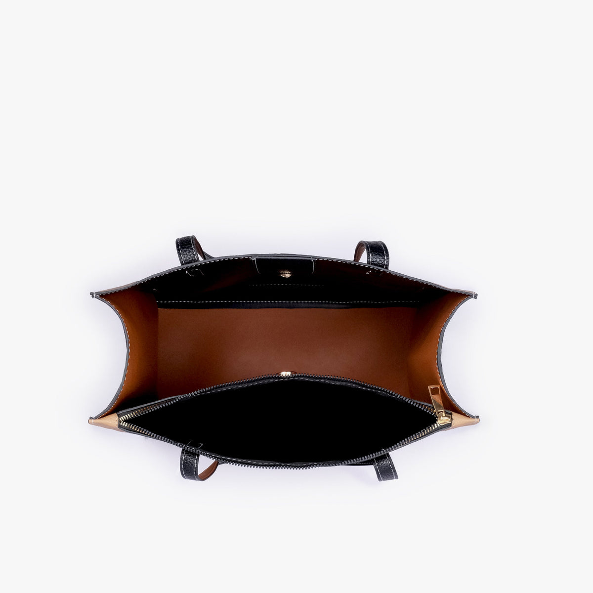 Interior view of Macchiato color blocking tote
