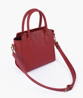Maroon top-handle mini handbag