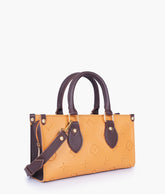 Mustard and dark brown on-the-go mini bag