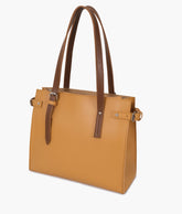 Mustard satchel tote bag - quarter
