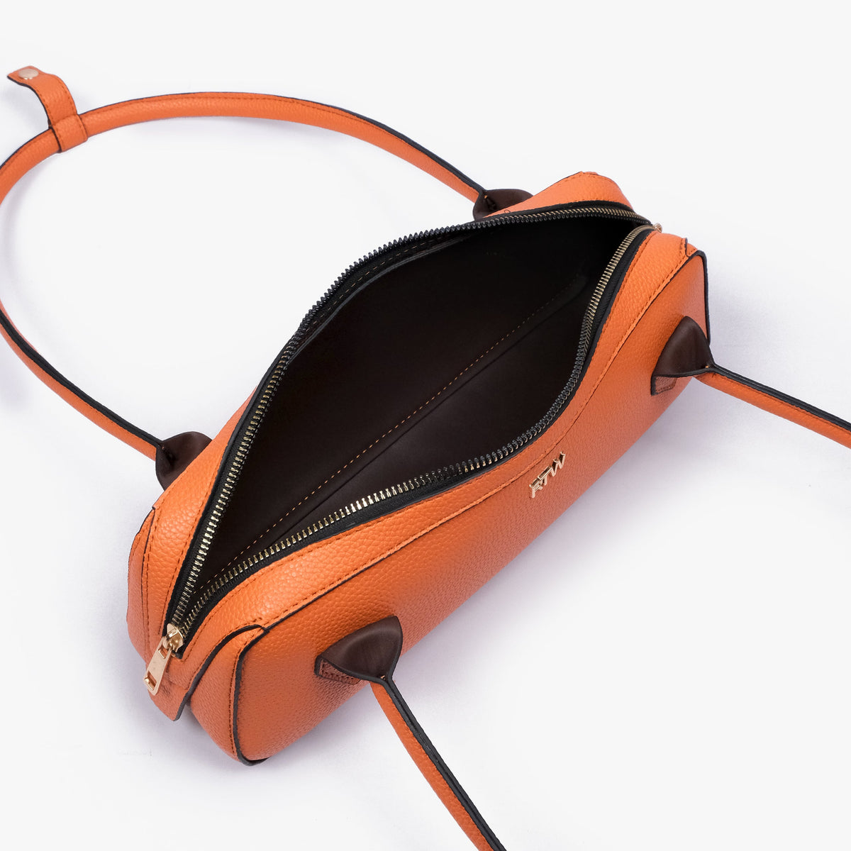 Interior of orange east-west baguette bag