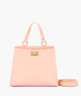 Peach front lock top-handle mini bag