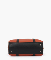 Rust and black double-handle tote bag