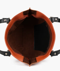Rust and black double-handle tote bag