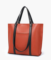 Rust and black double-handle tote bag