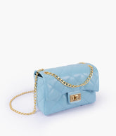 Sky Blue quilted mini bag with chain