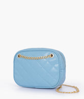Sky blue quilted rectangle cross-body bag