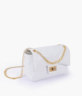 White quilted mini bag with chain
