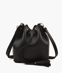 Black bucket bag