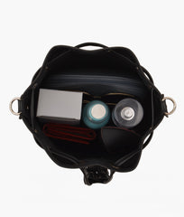 Black bucket bag