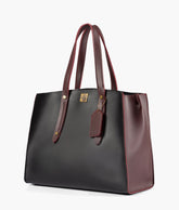 Black with burgundy multi compartment satchel bag