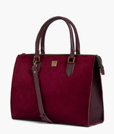 Burgundy suede workplace handbag