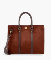 Dark brown suede laptop bag