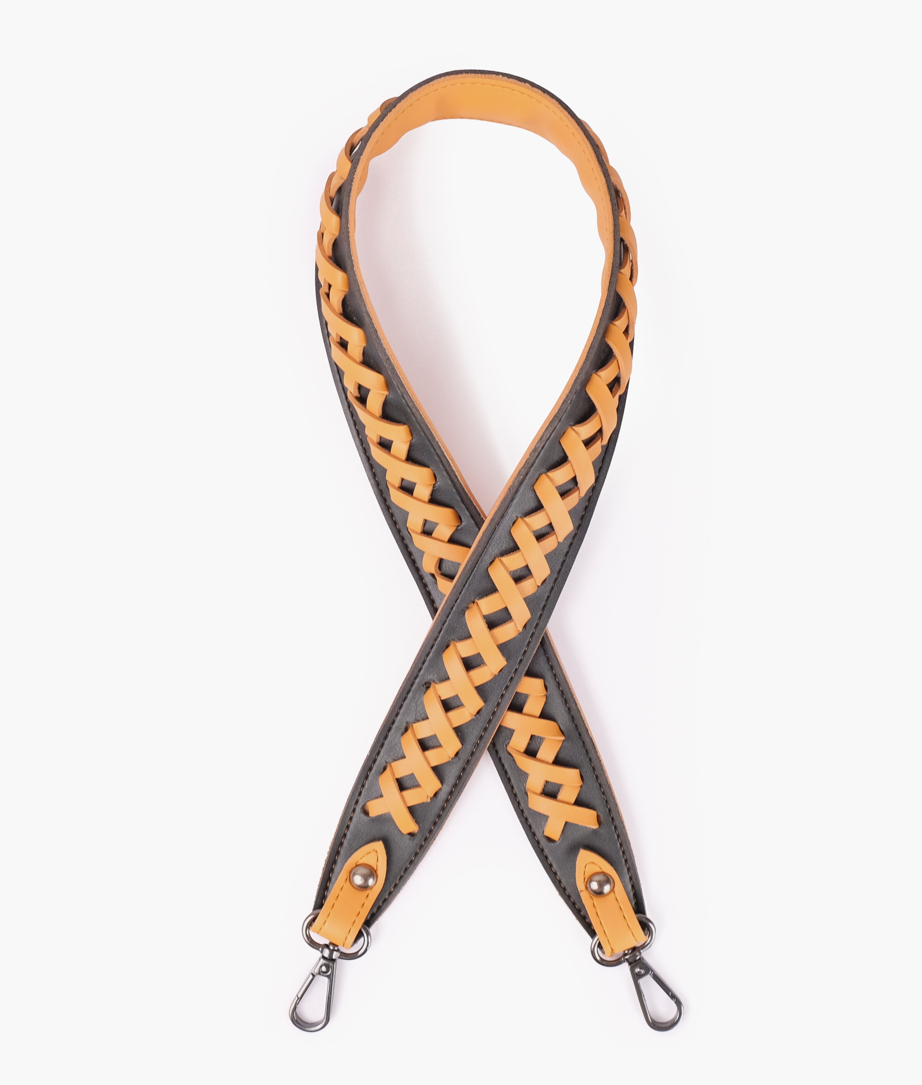 Black and mustard zig-zag weave strap add-on