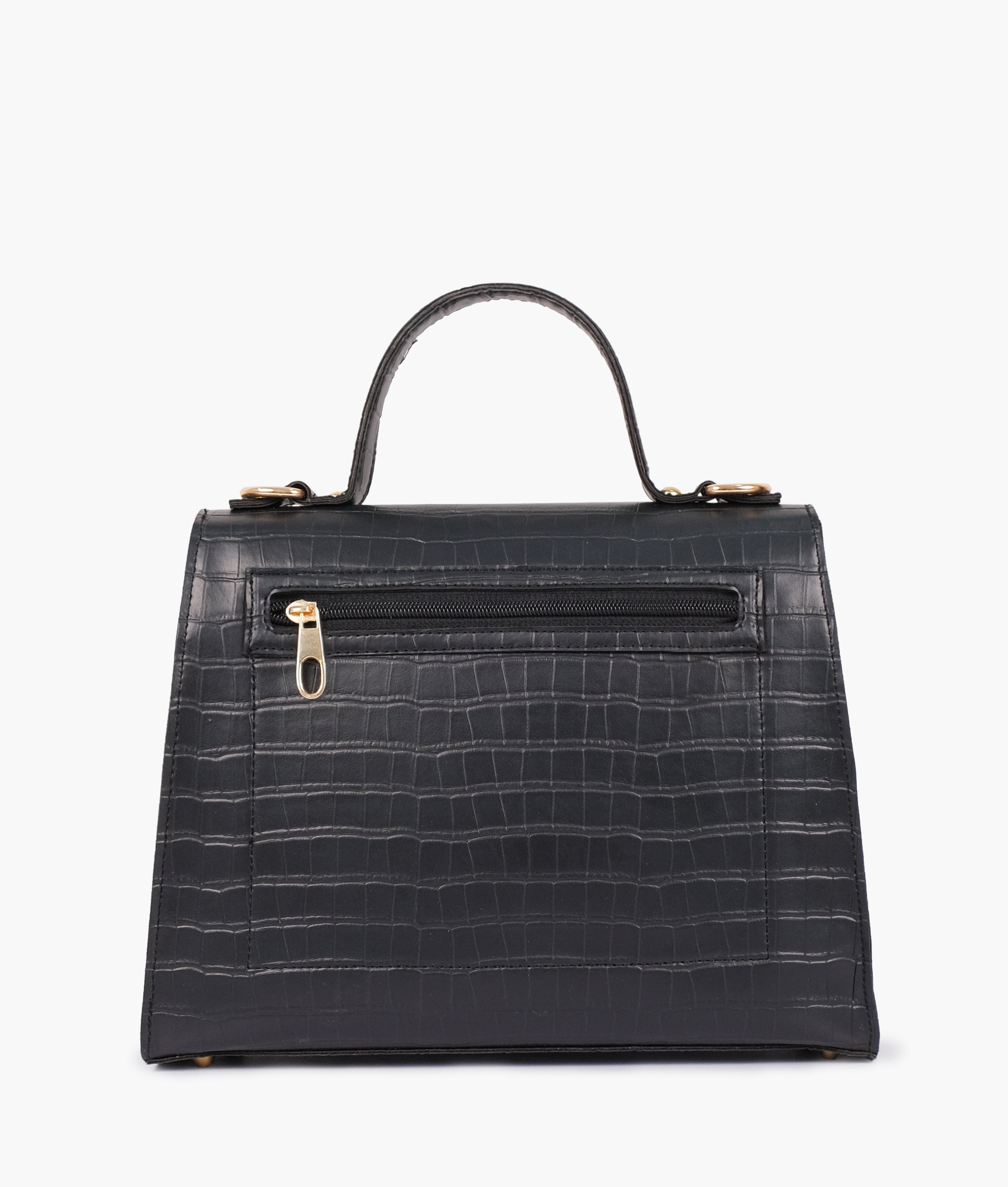 Black top-handle crocodile mini bag
