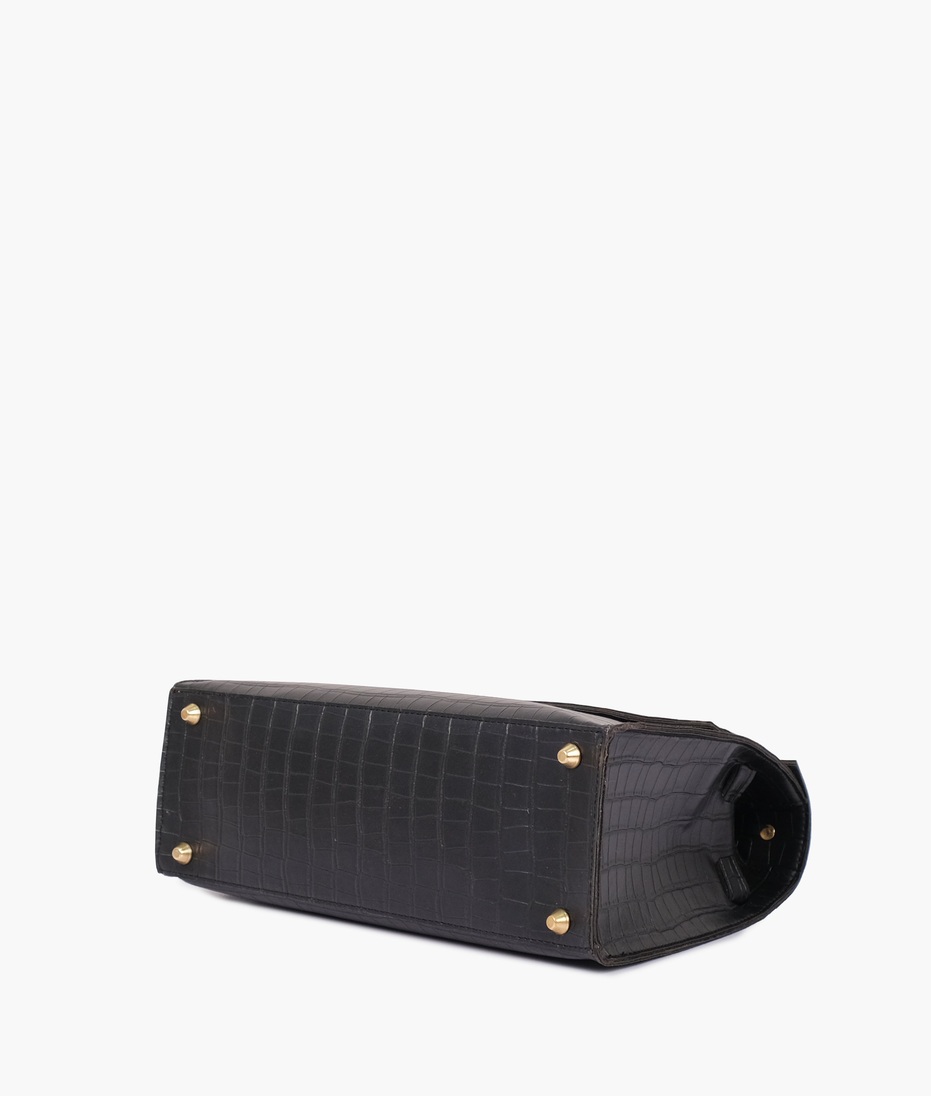 Black top-handle crocodile mini bag
