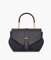 Black top-handle hexagon bag