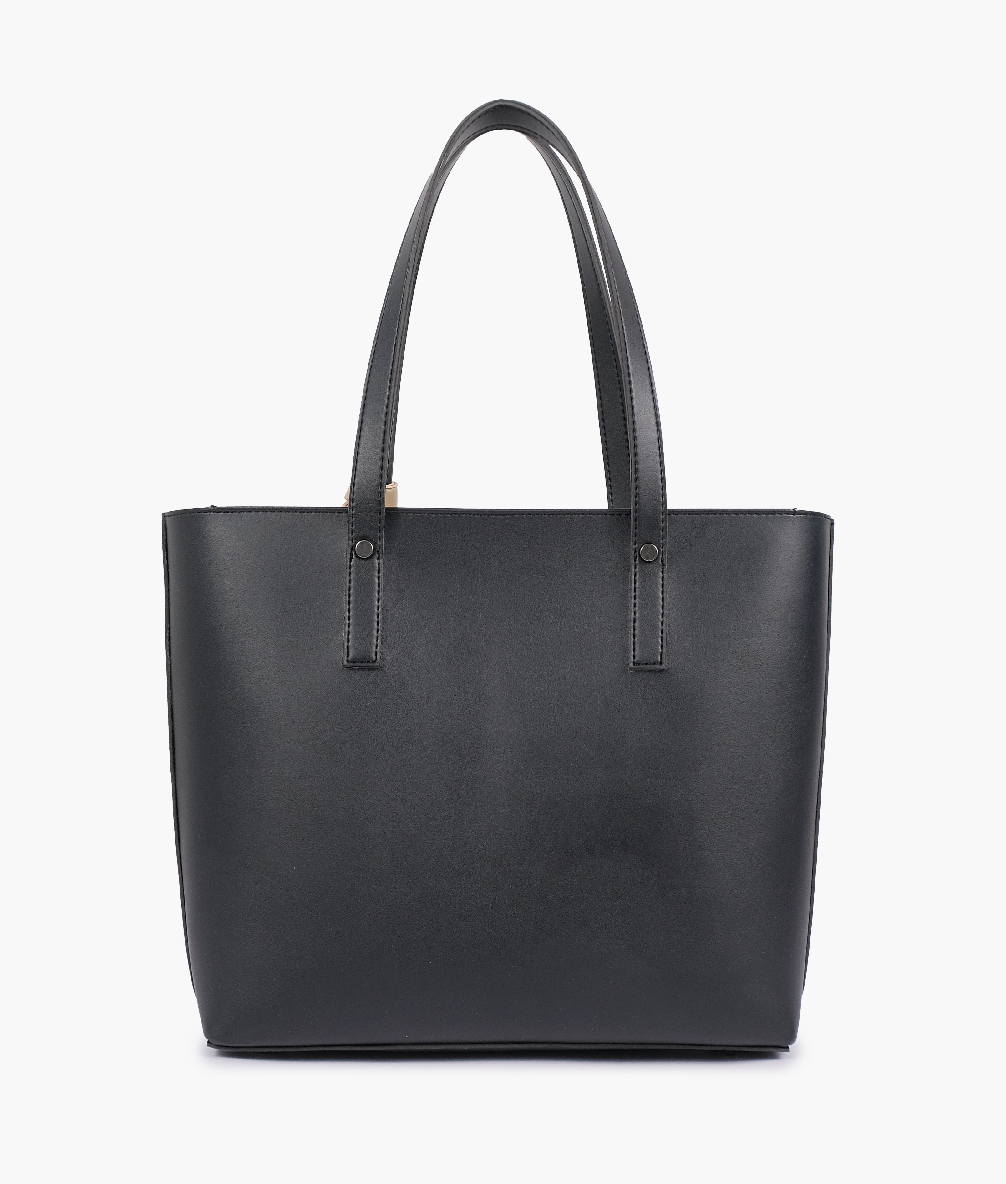 Black tote bag with detachable pouch