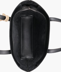 Black tote bag with detachable pouch