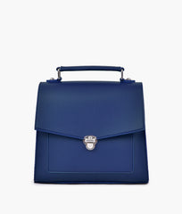 Blue push-lock messenger bag