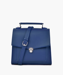 Blue push-lock messenger bag