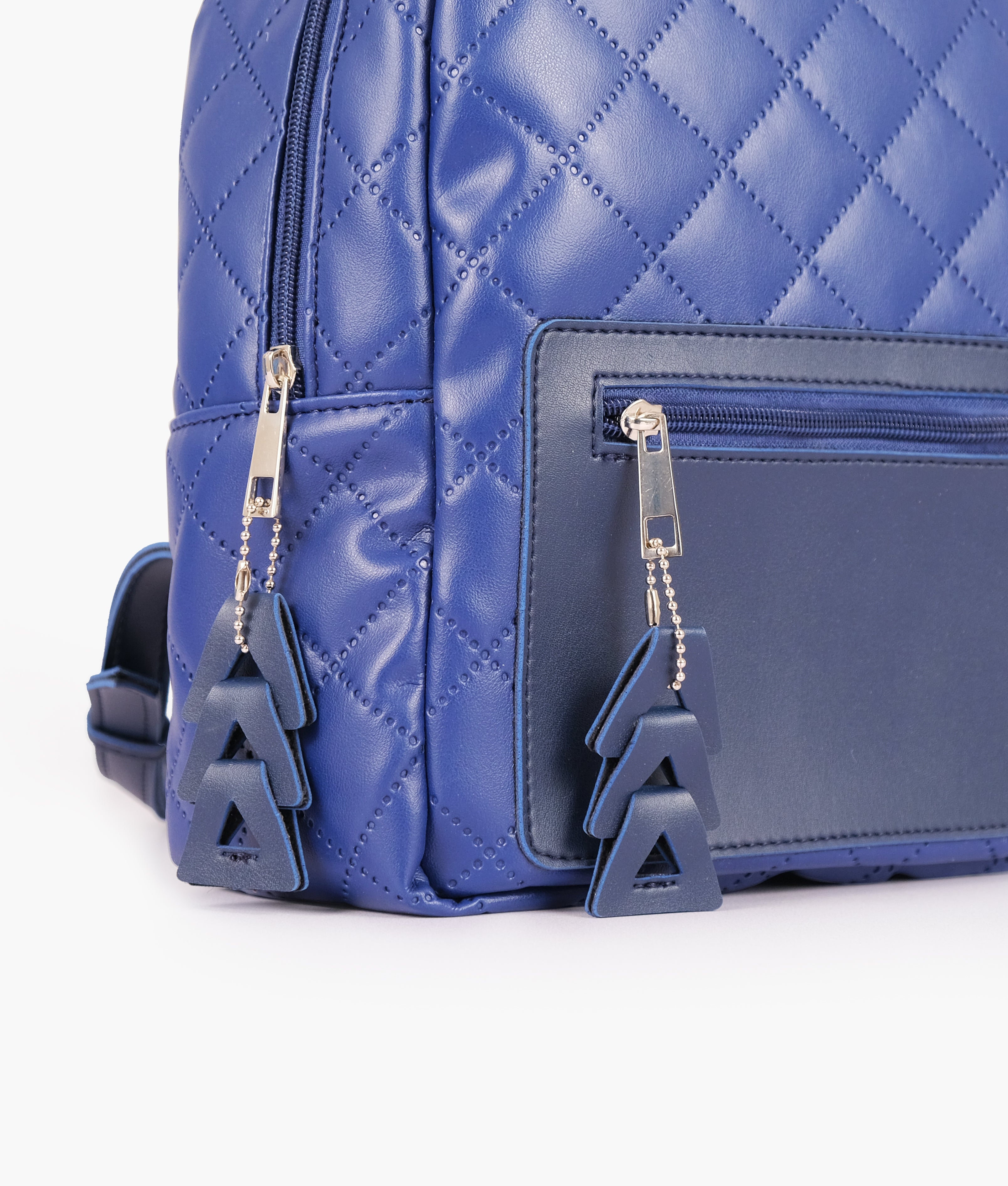 Blue quilted mini backpack