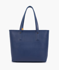 Blue tote bag with detachable pouch