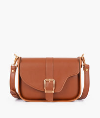 Brown saddle buckle bag