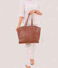 Brown classic tote bag