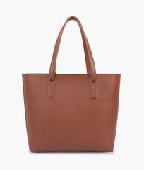 Brown tote bag with detachable pouch