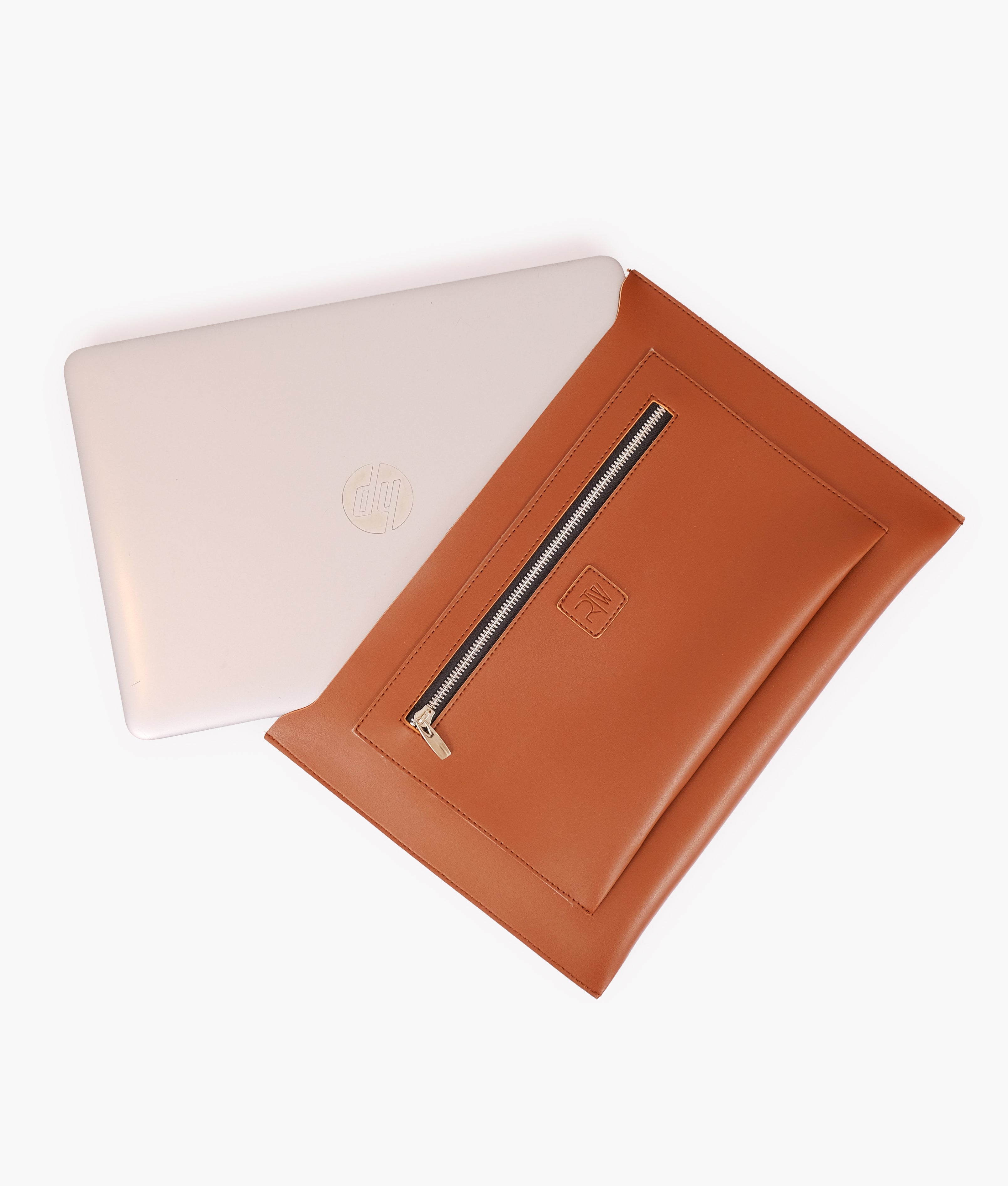 Brown weaved laptop bag with sleeve